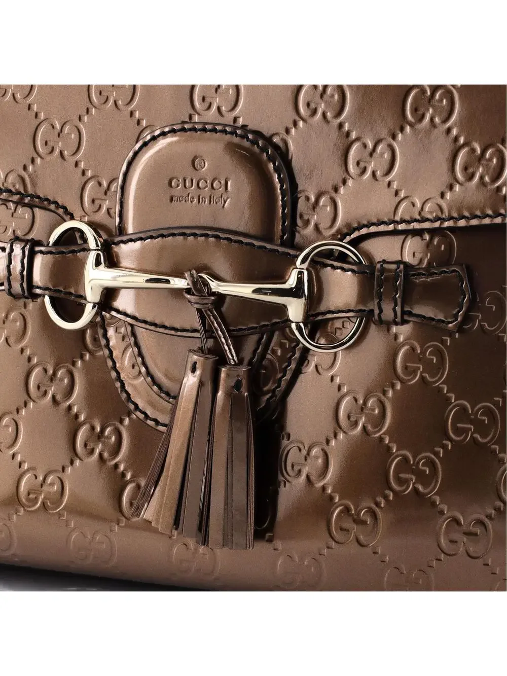 Emily Chain Flap Bag Guccissima Patent #340854G92B